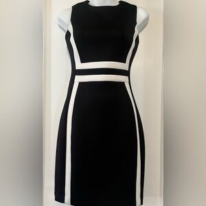 Calvin Klein Black and White Midi Dress